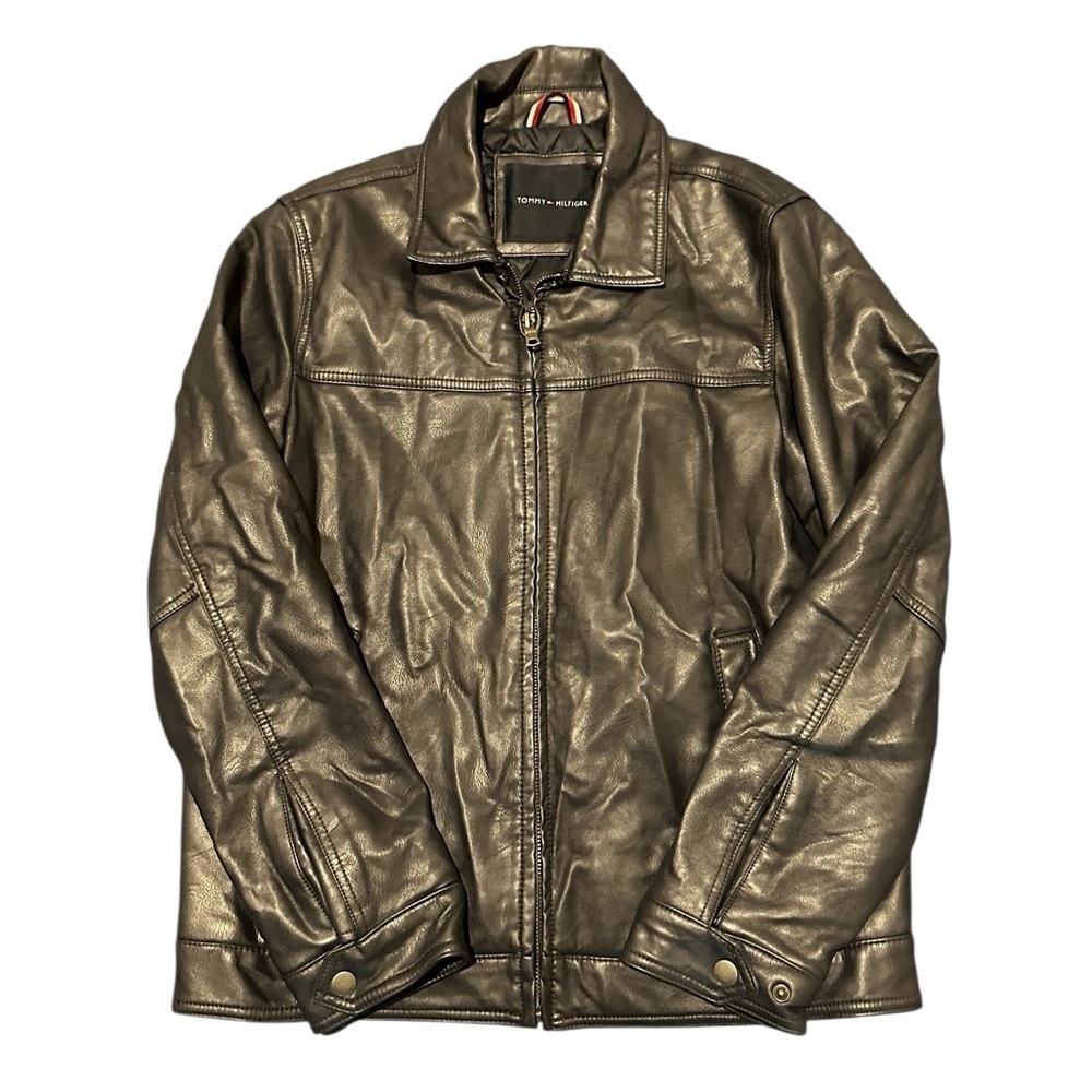 Tommy Hilfiger Black Leather Jacket with Signature Lining